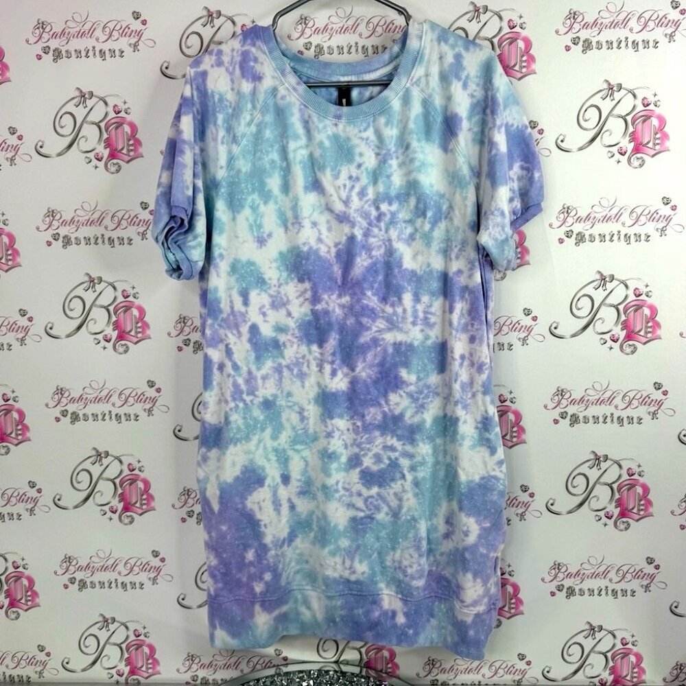 Design Lab dress long boho Blue Tie-Dye Top tee shirt style long dress